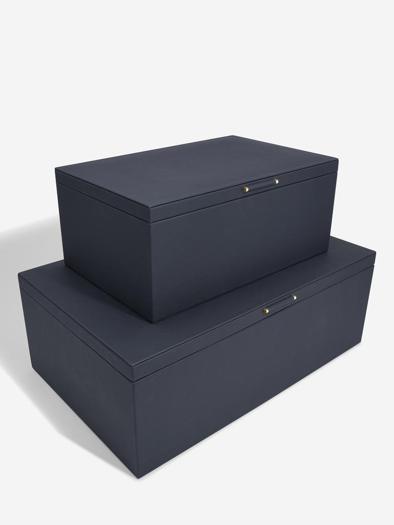 Pudełka do przechowywania Stackers Pebble 3 komorowe granatowe 2 szt.