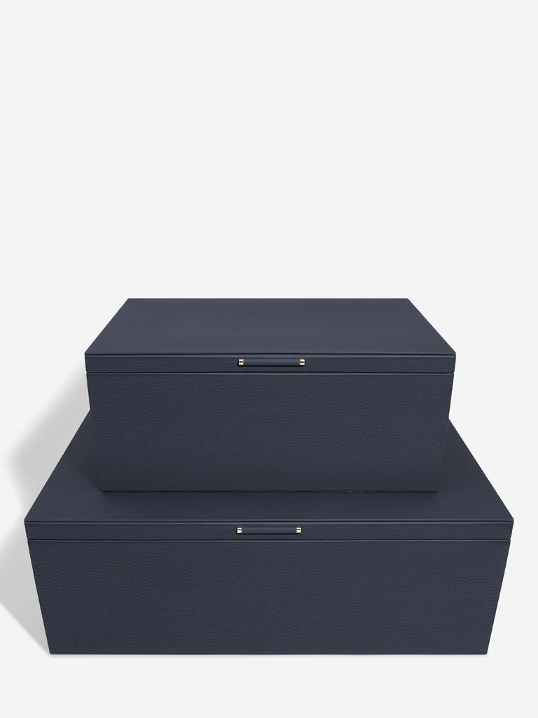 Pudełka do przechowywania Stackers Pebble 3 komorowe granatowe 2 szt.