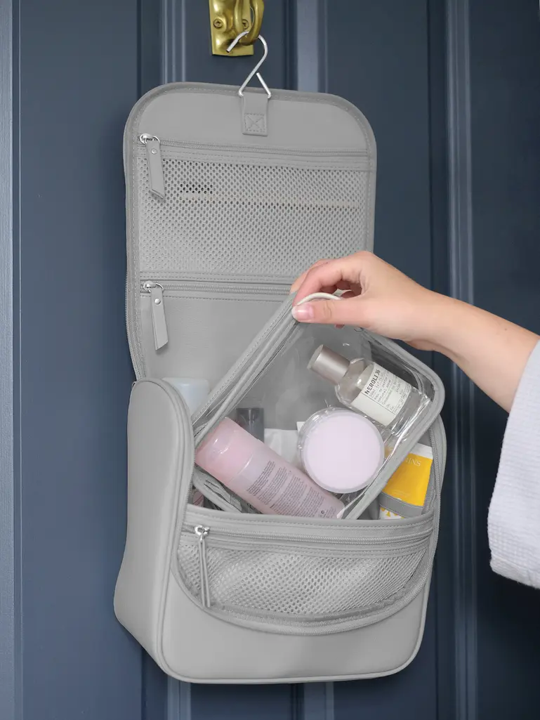 Pebble Grey Hanging Washbag