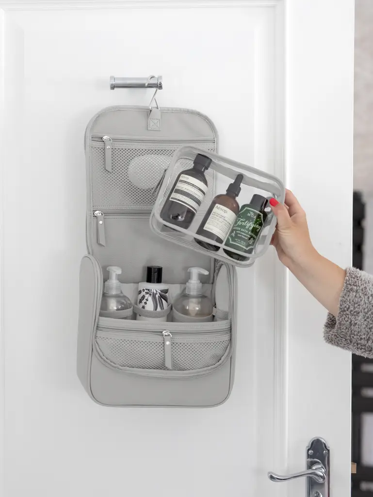 Pebble Grey Hanging Washbag