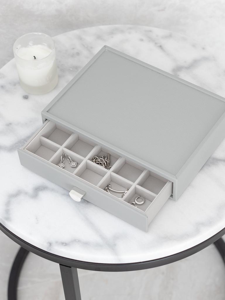 Szkatułka na biżuterię Stackers Pebble 15 komorowa classic kamienna szarość z szufladą