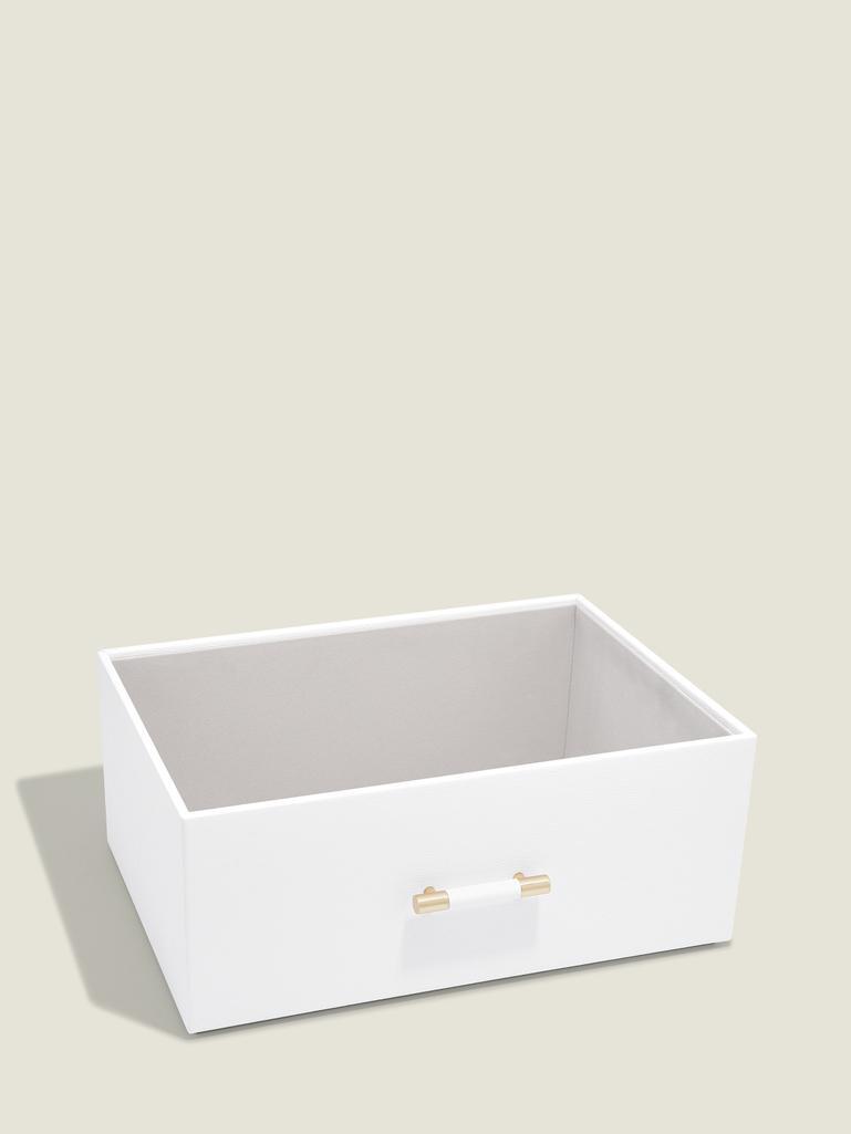 Pebble White Storage Box with Handle