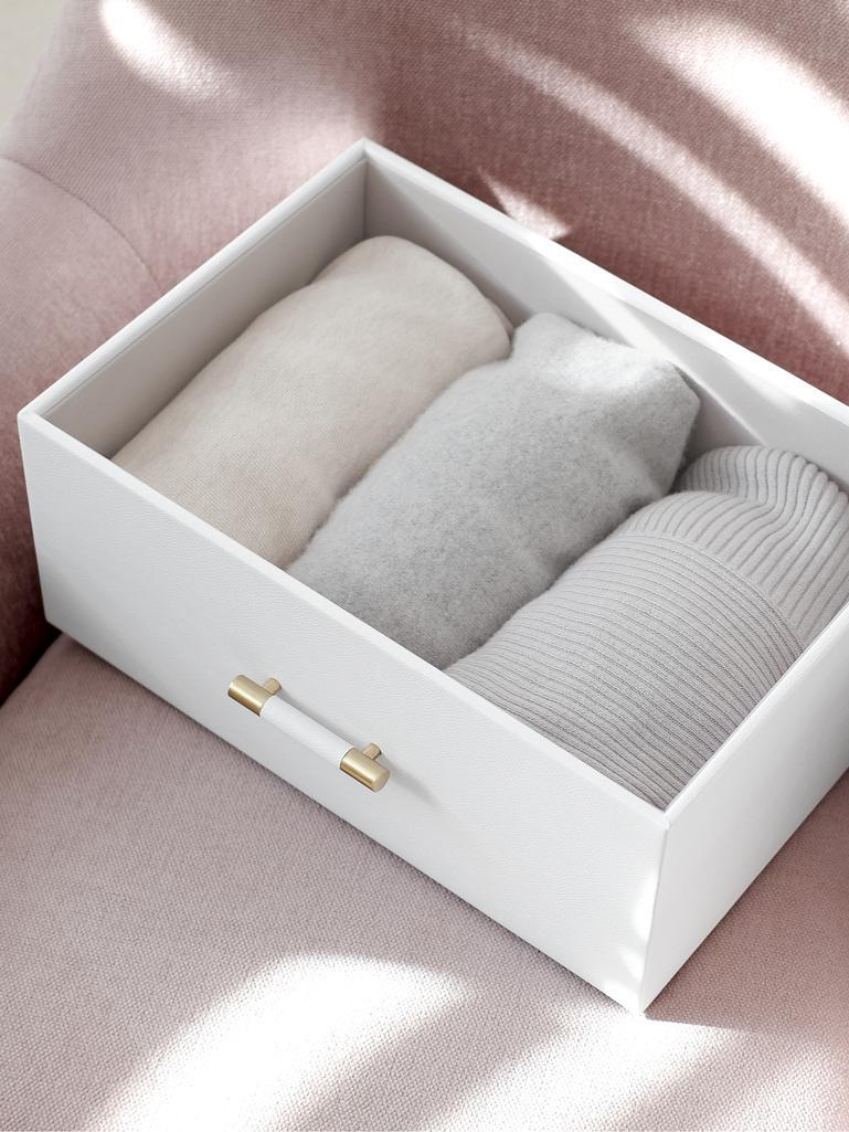 Pebble White Storage Box with Handle
