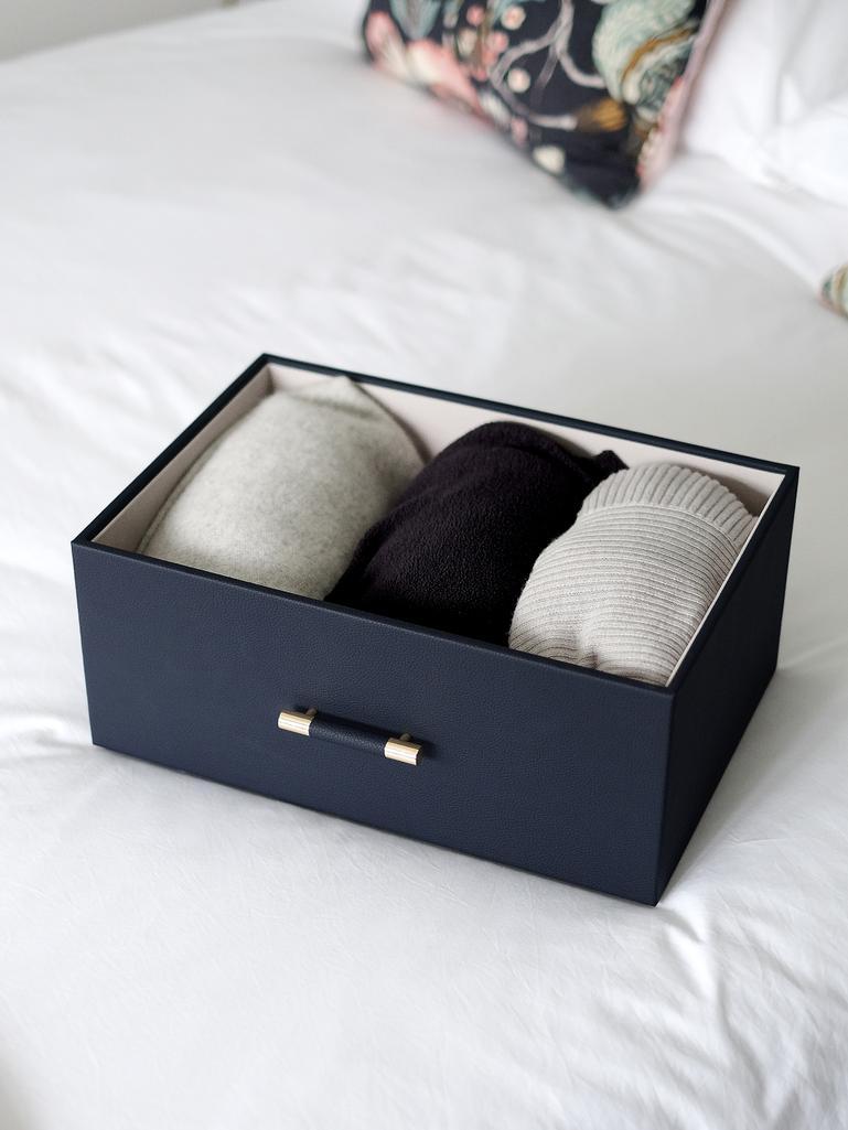 Navy Pebble Storage Box with Handle