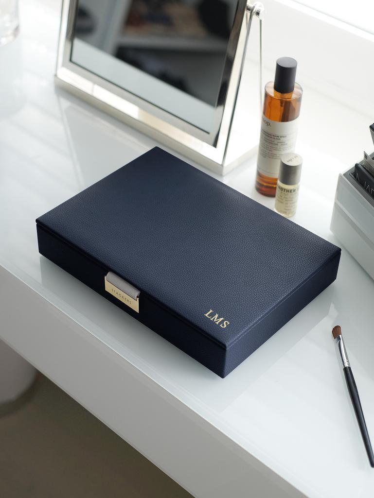 Navy Pebble Classic Jewellery Box Lid