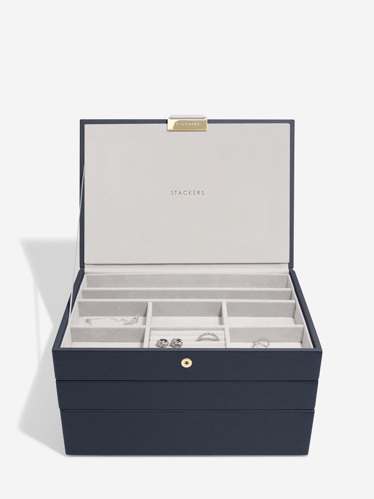 Navy Pebble Classic Jewellery Box