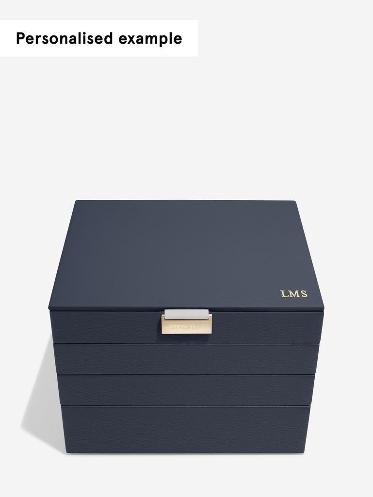 Navy Pebble Classic Jewellery Box Set of 4