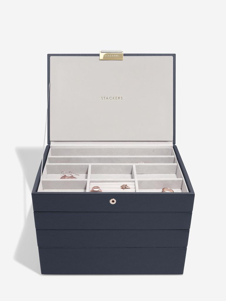 Navy Pebble Classic Jewellery Box Set of 4