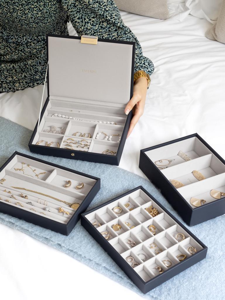 Navy Pebble Classic Jewellery Box Set of 4
