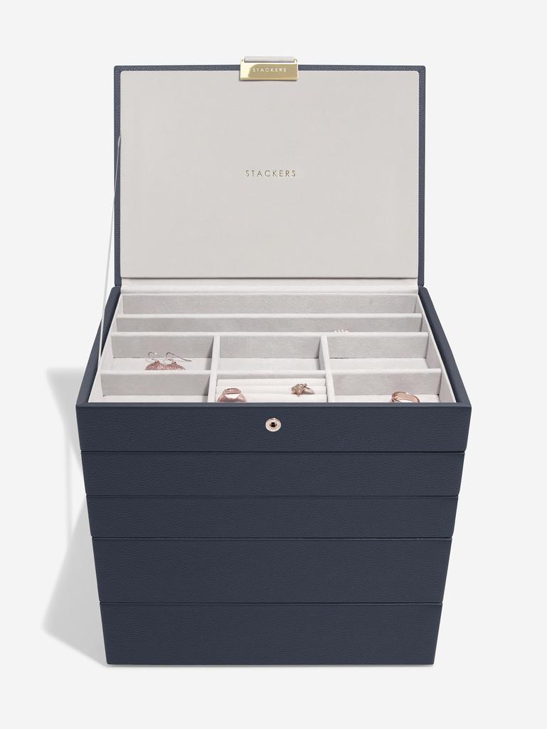 Navy Pebble Classic Jewellery Box Set of 5