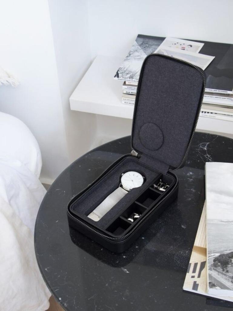 Black Travel Watch & Cufflink Box