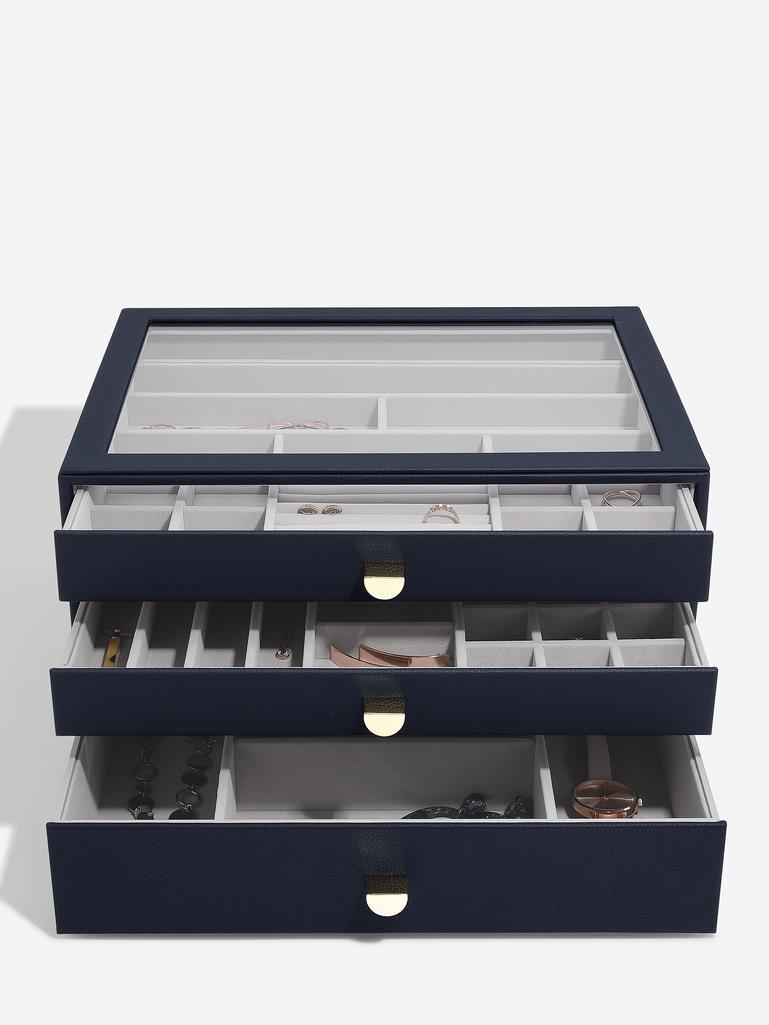 Navy Pebble Supersize Jewellery Box (with drawers)