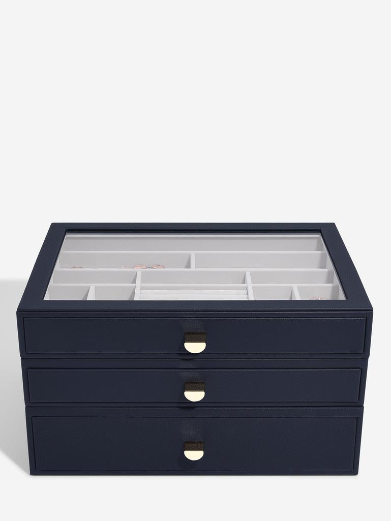 Navy Pebble Supersize Jewellery Box (with drawers)