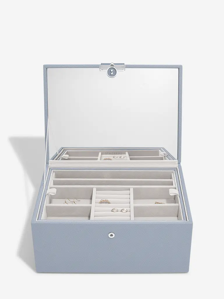 Dusky Blue Luxury Classic Jewellery Box