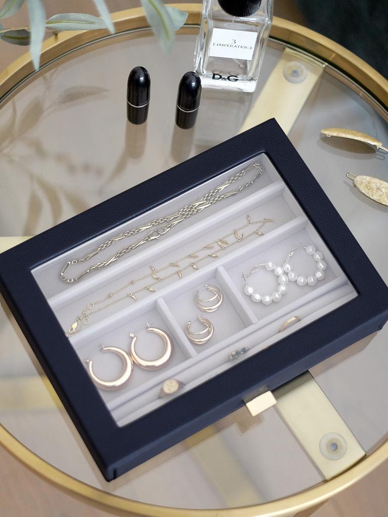 Navy Pebble Classic Jewellery Box Display Drawer