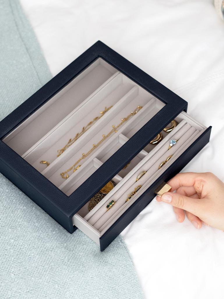 Navy Pebble Classic Jewellery Box Display Drawer
