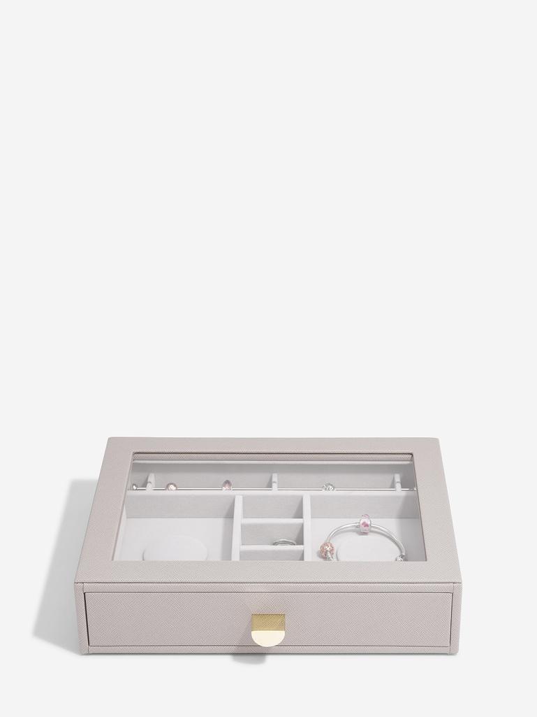 Szkatułka na charmsy Stackers classic taupe z szufladą i szklaną pokrywką