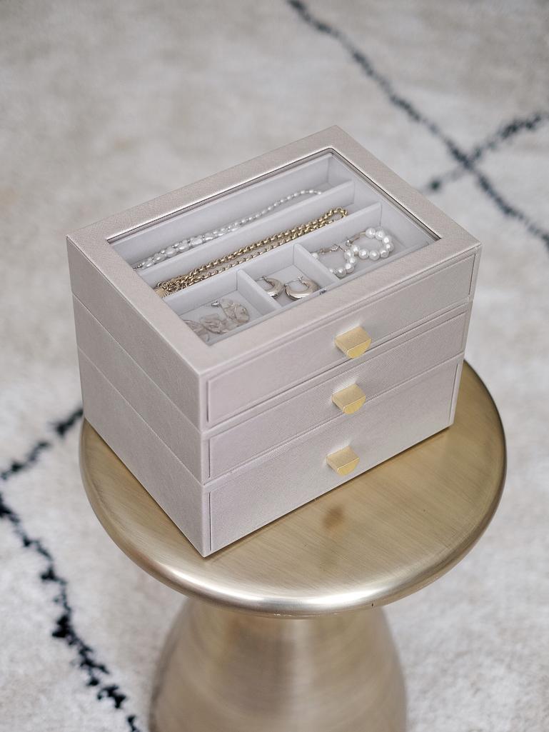 Szkatułka na biżuterię Stackers classic taupe z 3 szufladami