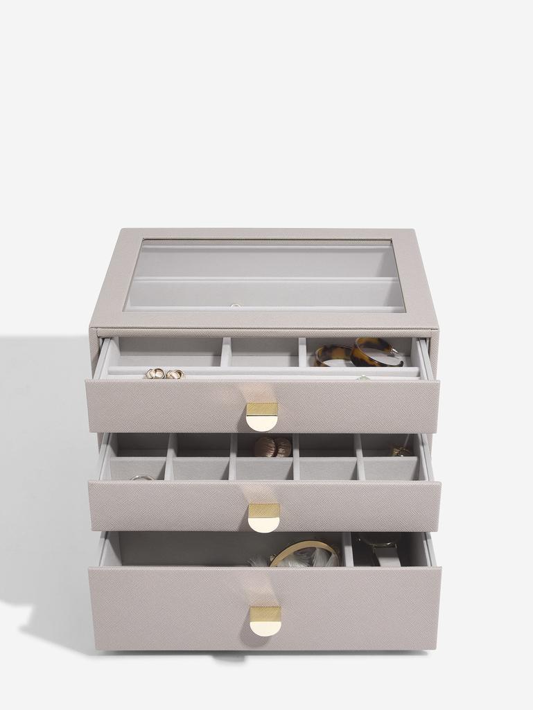 Szkatułka na biżuterię Stackers classic taupe z 3 szufladami