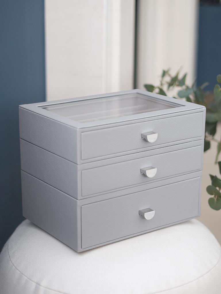 Pebble Grey Classic Jewellery Box (with drawers)