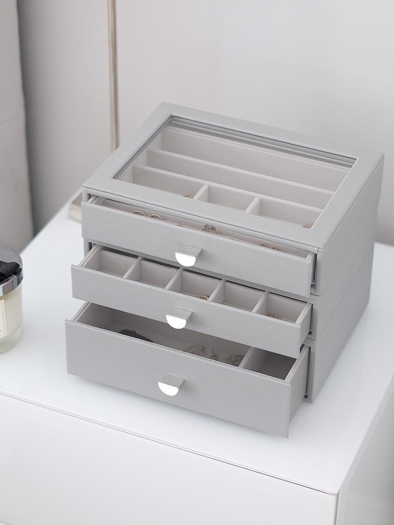 Pebble Grey Classic Jewellery Box (with drawers)