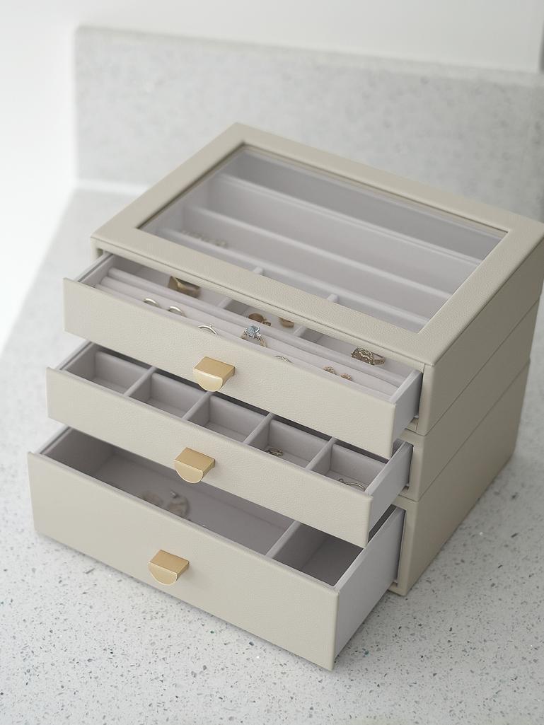 Oatmeal Classic Jewellery Box (with drawers)