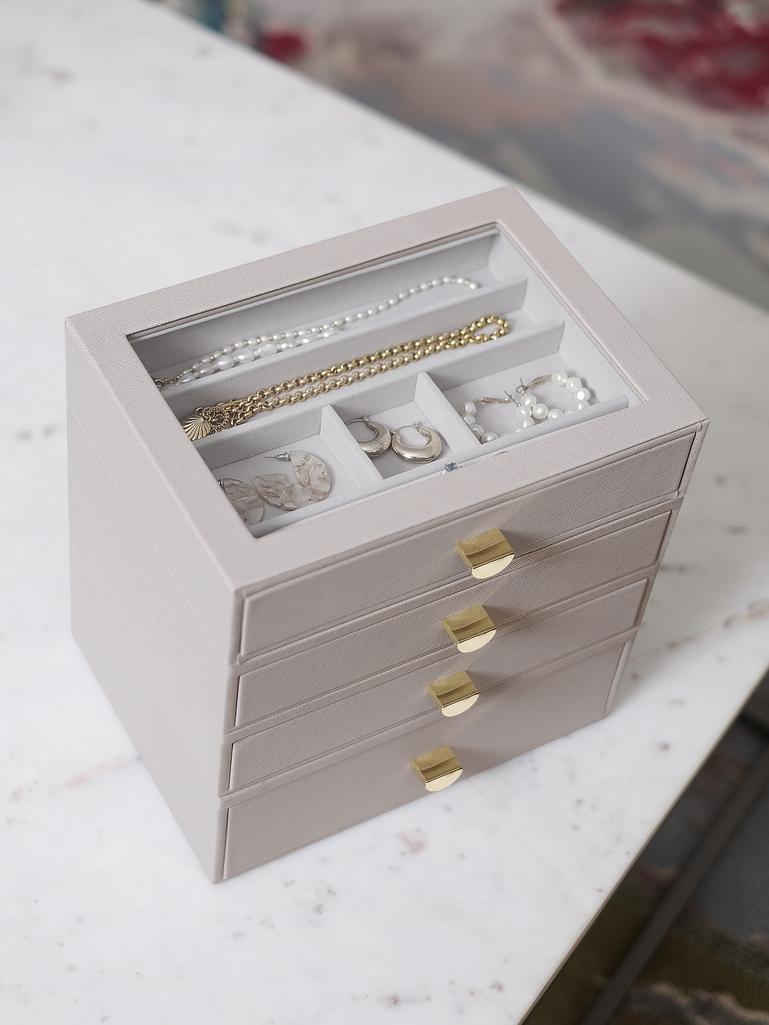 Szkatułka na biżuterię Stackers classic taupe z 4 szufladami