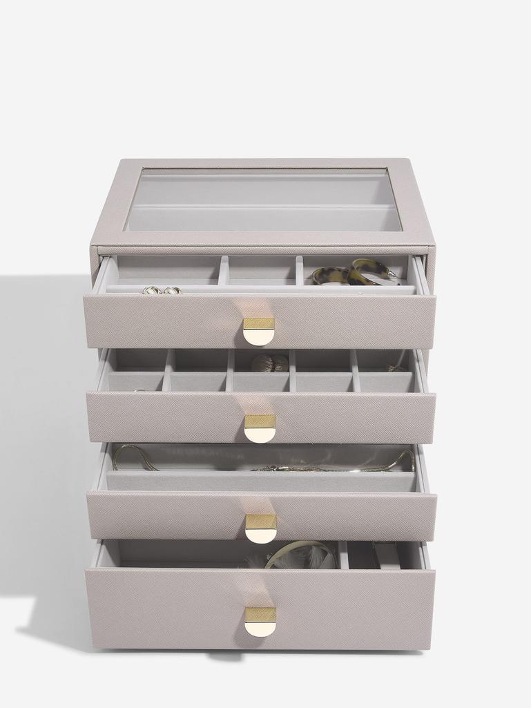 Szkatułka na biżuterię Stackers classic taupe z 4 szufladami