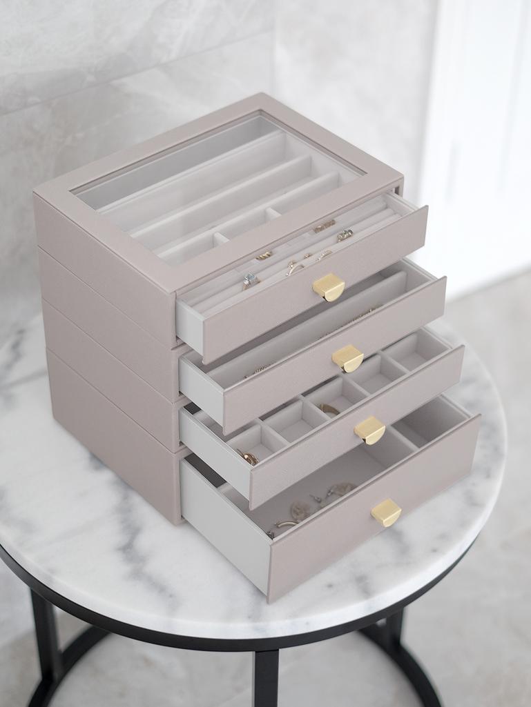 Szkatułka na biżuterię Stackers classic taupe z 4 szufladami