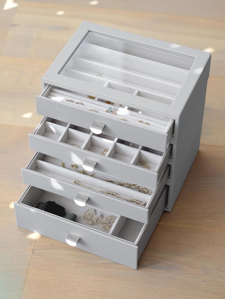 Pebble Grey Classic Jewellery Box  - Set of 4 (with drawers)