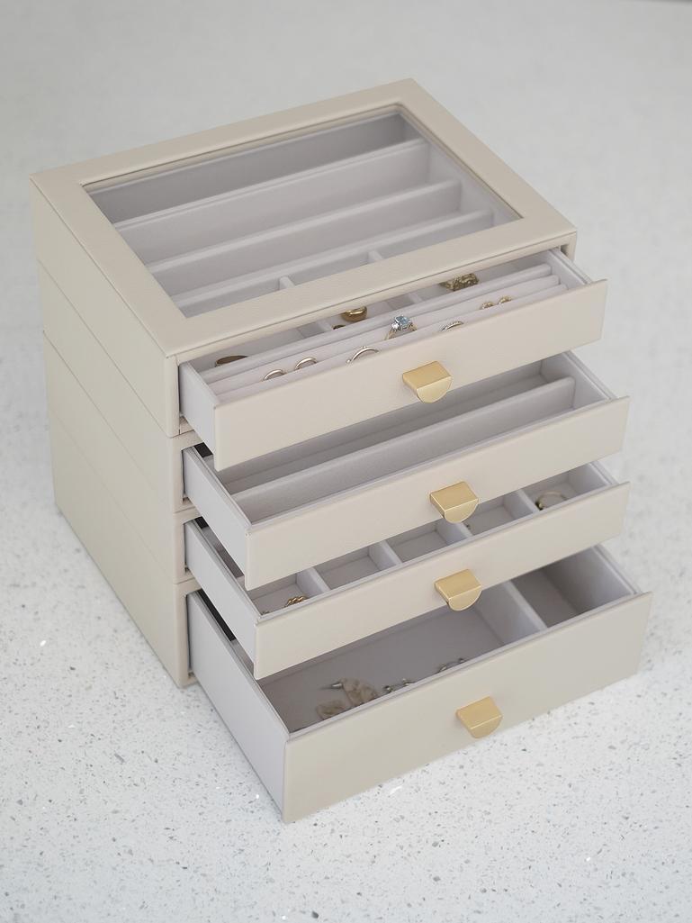 Oatmeal Classic Jewellery Box  - Set of 4 (with drawers)