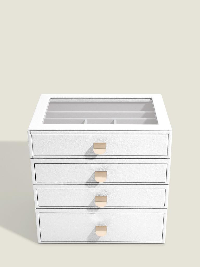 Szkatułka na biżuterię Stackers Pebble classic biała z 4 szufladami