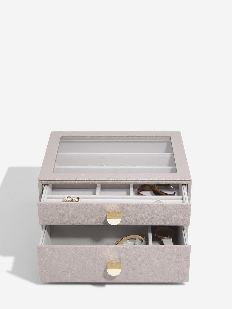 Szkatułka na biżuterię Stackers classic taupe z 2 szufladami