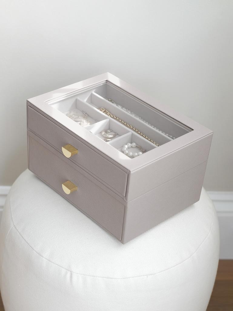 Szkatułka na biżuterię Stackers classic taupe z 2 szufladami