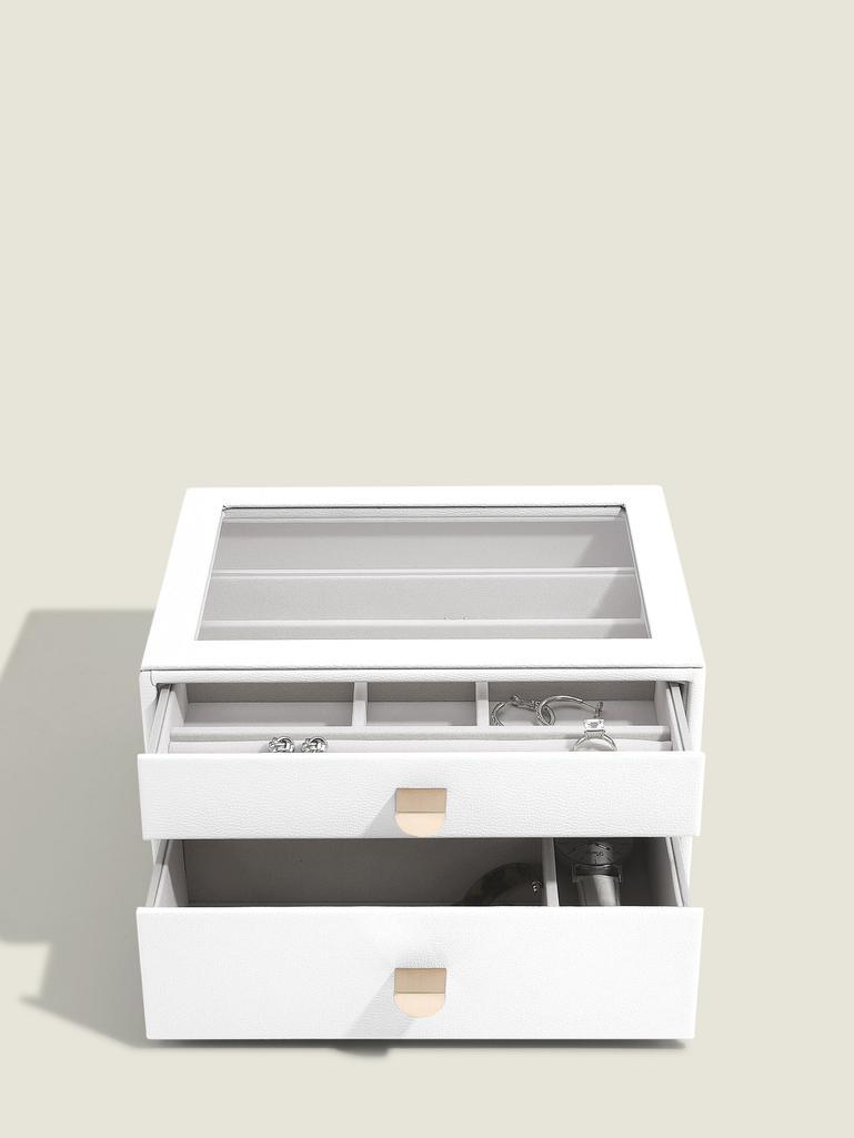 Pebble White Classic Jewellery Box - Set of 2 (with drawers)
