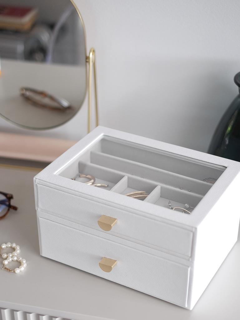 Pebble White Classic Jewellery Box - Set of 2 (with drawers)