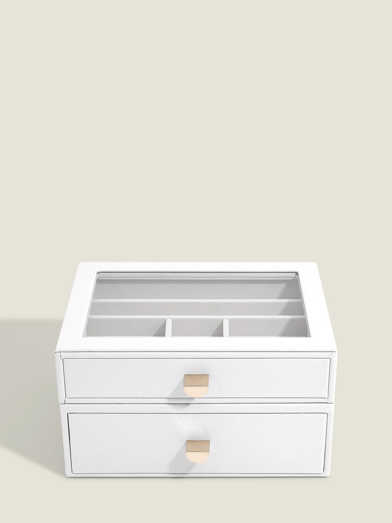 Pebble White Classic Jewellery Box - Set of 2 (with drawers)