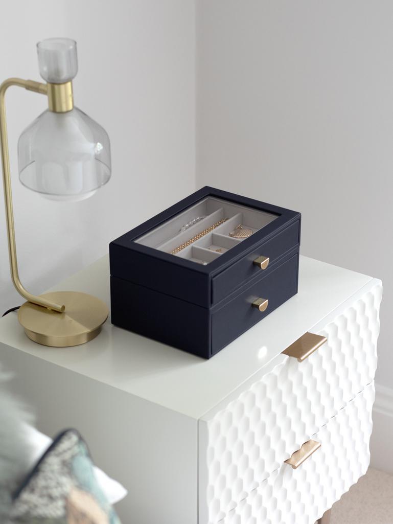 Navy Blue Classic Display Jewellery Box Set of 2
