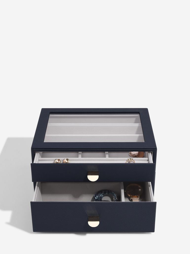 Navy Blue Classic Display Jewellery Box Set of 2