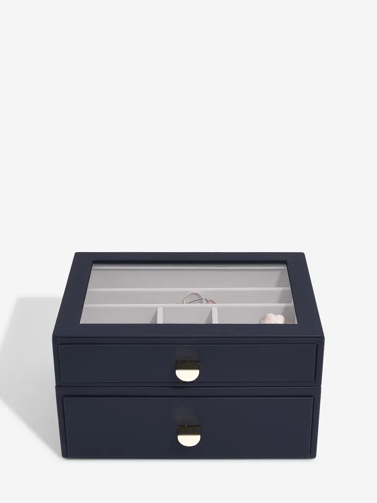 Navy Blue Classic Display Jewellery Box Set of 2