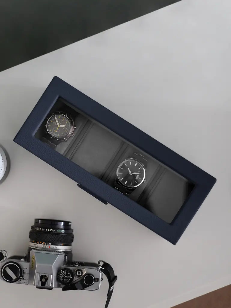 Navy Blue 4 Piece Watch Box