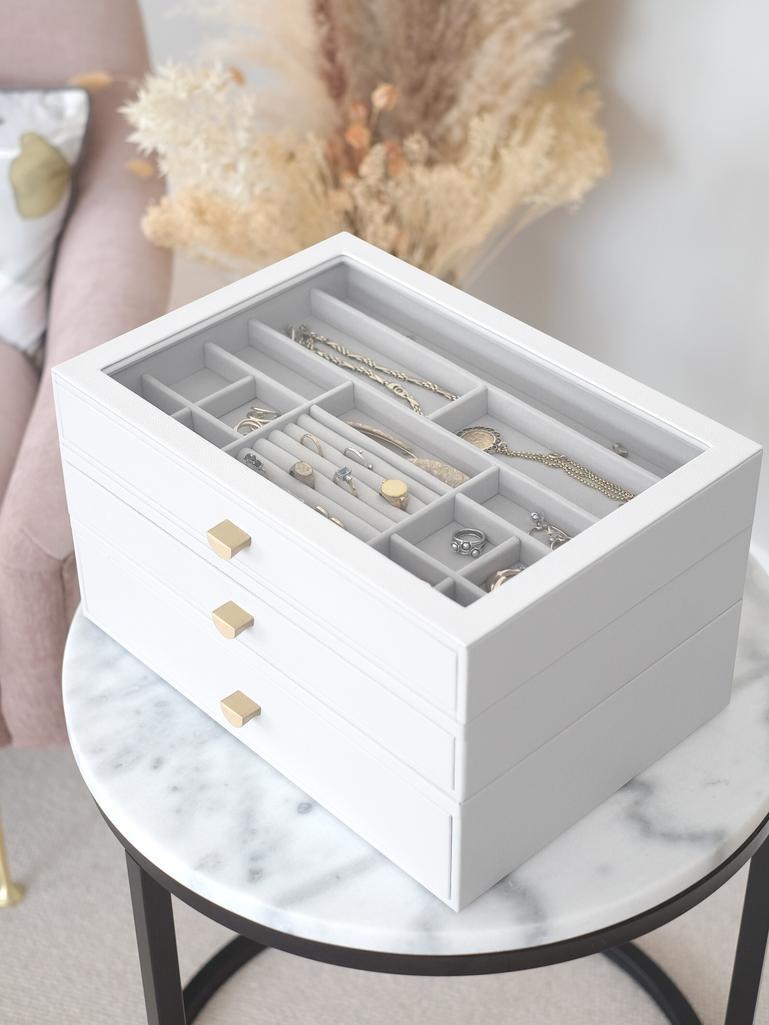 Pebble White Supersize Jewellery Box - Set of 3 (with drawers)