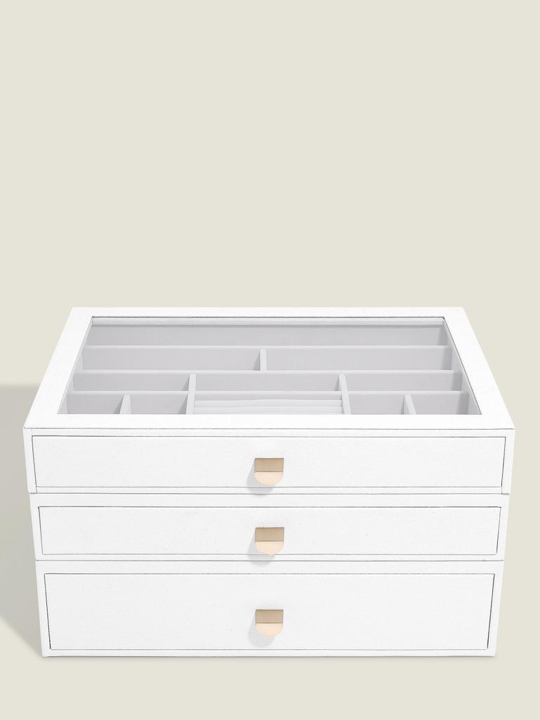 Pebble White Supersize Jewellery Box - Set of 3 (with drawers)