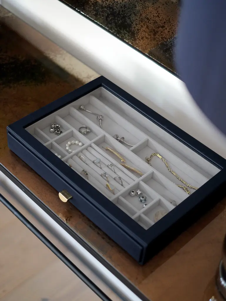 Navy Pebble Supersize Jewellery Box Display Drawer