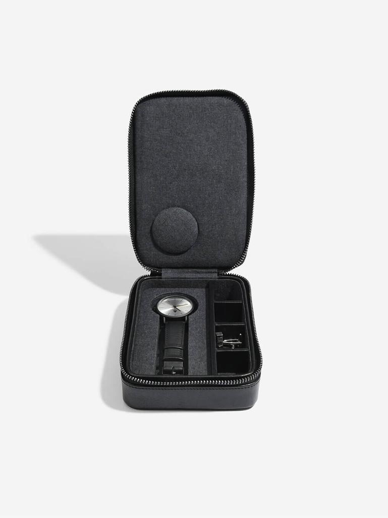 Black Travel Watch & Cufflink Box