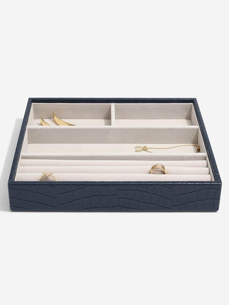 Navy Croc Classic Ring Bracelet Layer