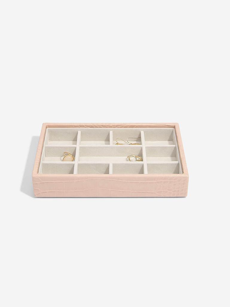 STACKERS PASTEL PINK CROC MINI 11 SECTION JEWELLERY BOX