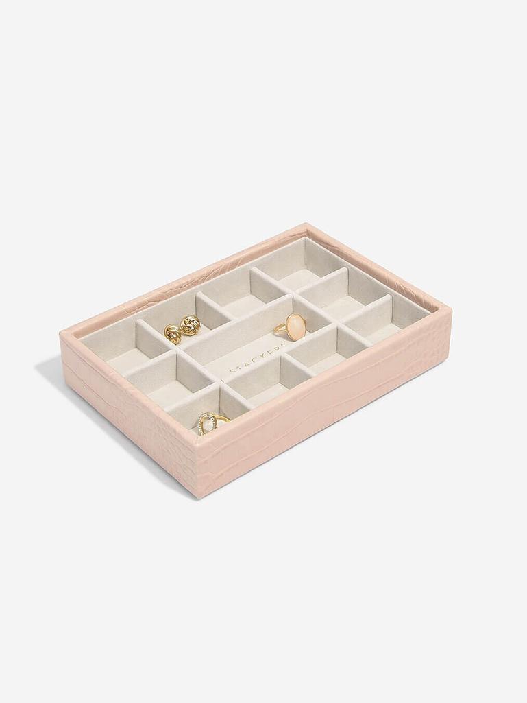 STACKERS PASTEL PINK CROC MINI 11 SECTION JEWELLERY BOX