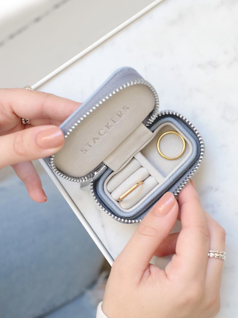 Dusky Blue Petite Zipped Jewellery Box