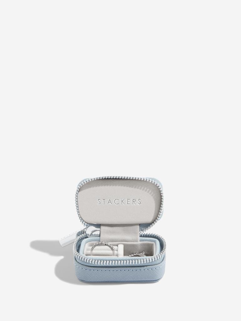 Dusky Blue Large Zipped Jewellery Box